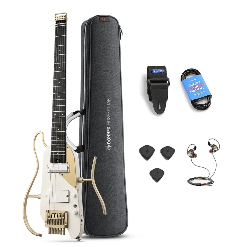 Donner HUSH - X PRO GUITAR ホワイト Donner HUSH X PRO White-Luxe Guitarra Portátil | LEMM