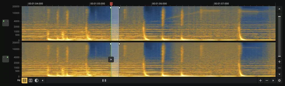 Reparación de un tramo en el editor espectral de Acoustica 8