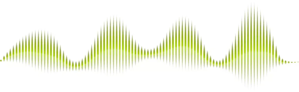 Gráfica oficial de Acon Digital DeFilter con una forma de onda de tono equilibrado