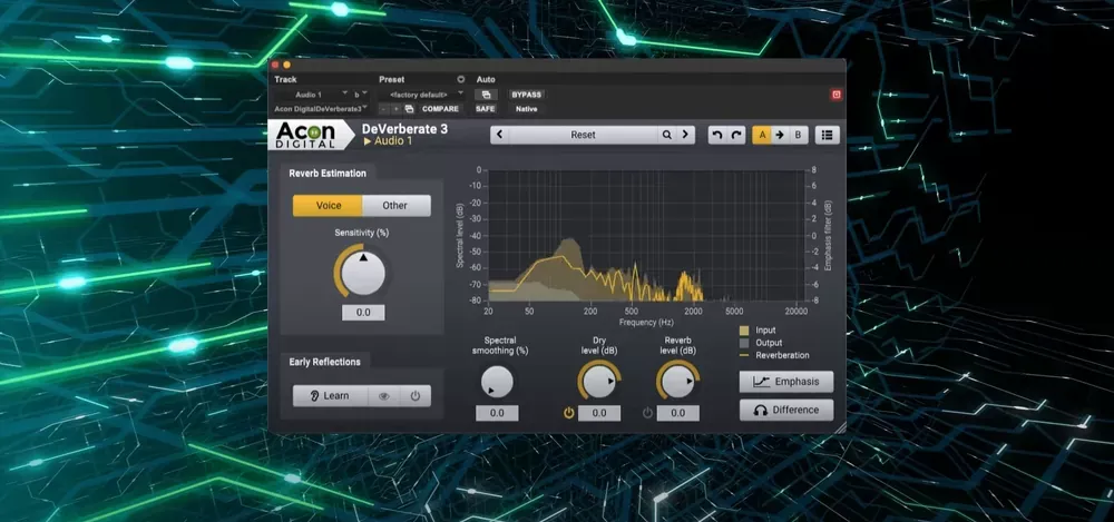 Acon Digital DeVerberate 3 en modo Voice abierto en Pro Tools