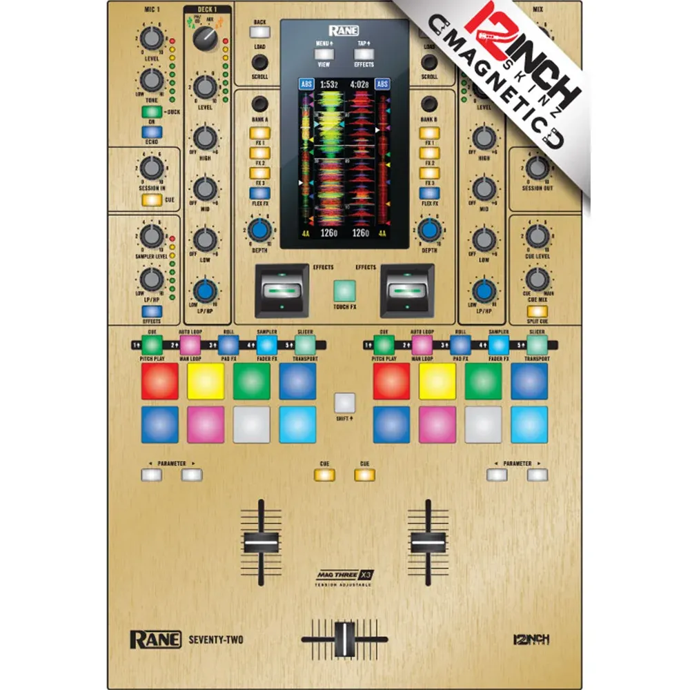 Skin magnético 12 Inch Skinz dorado para Rane Seventy-Two