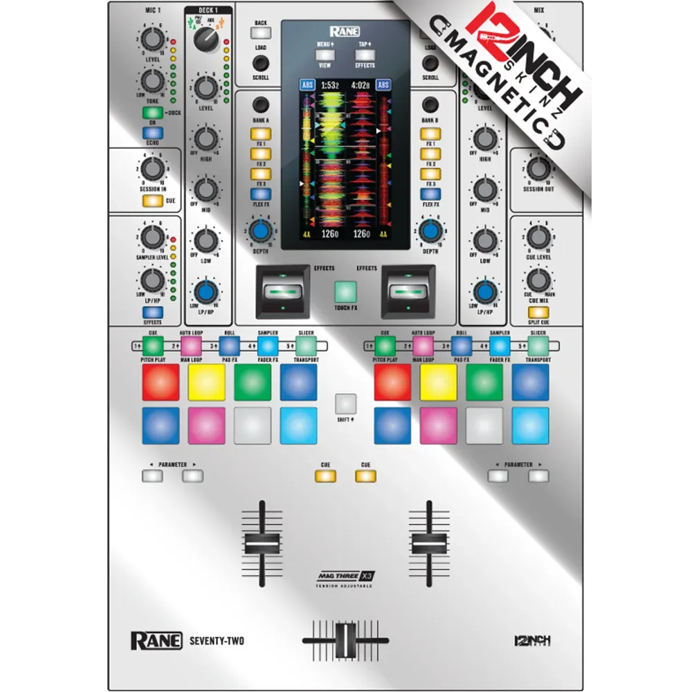 Skin magnético plateado espejado para Rane Seventy-Two