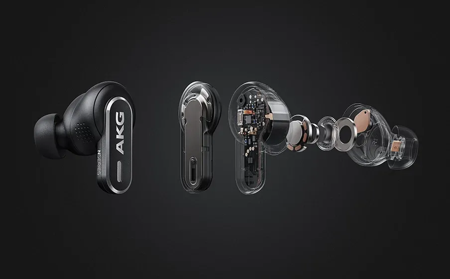 Vista explotada del AKG N5 Hybrid con su driver de 10 mm