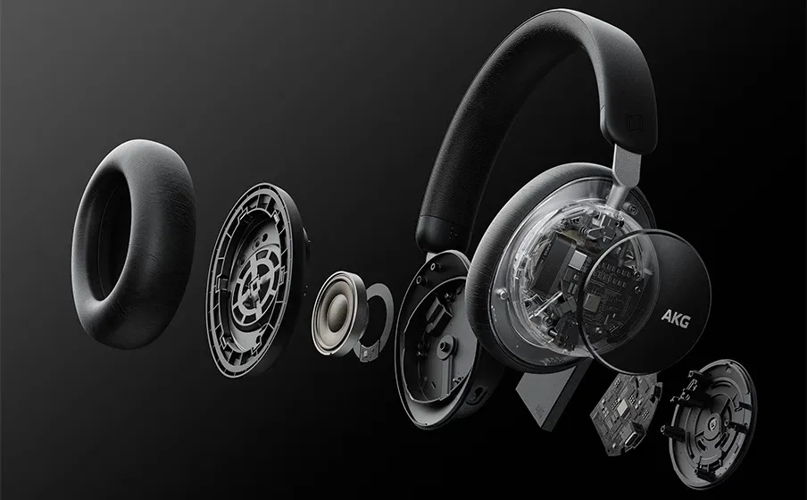 Vista explotada del AKG N9 Hybrid con su driver de 40 mm