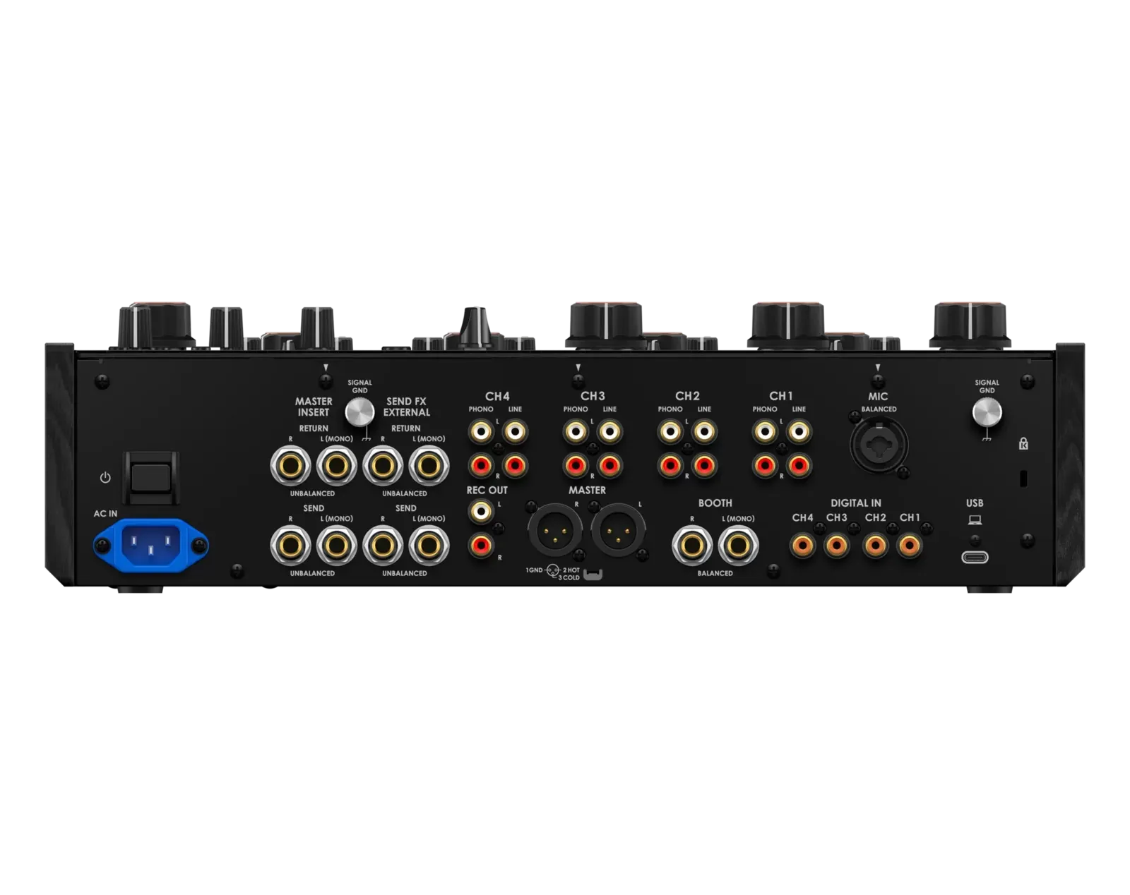 Panel trasero de conexiones del AlphaTheta Euphonia