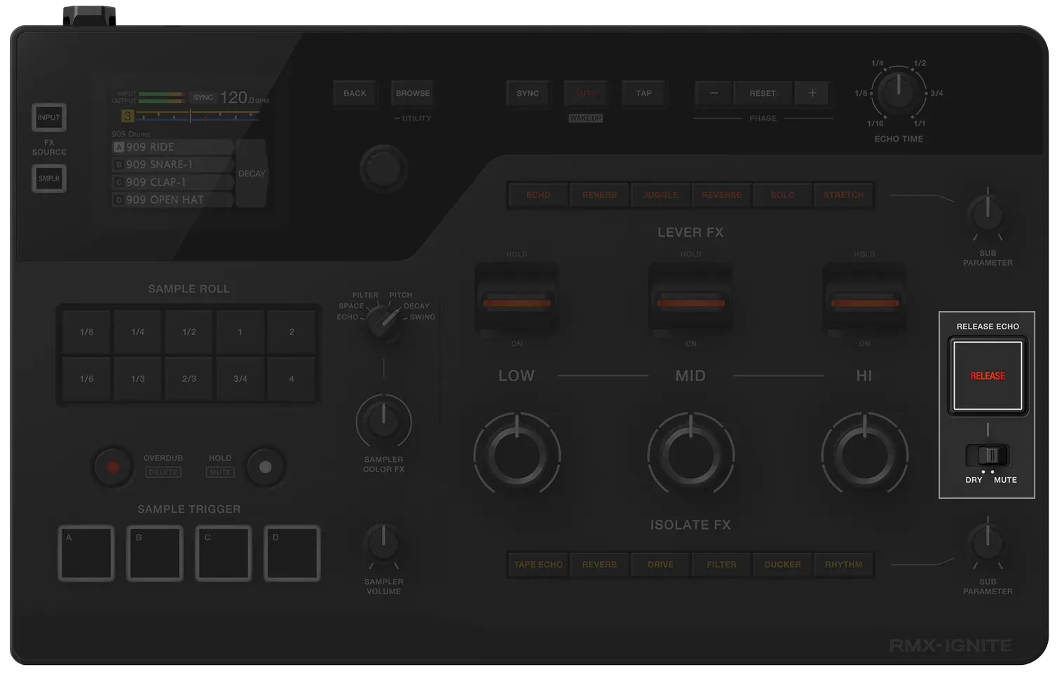 Botón Release Echo del RMX-IGNITE