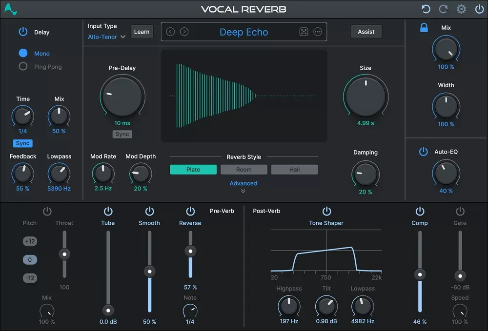 Antares AutoTune Vocal Reverb – Reverb de Voz con IA y Auto-EQ