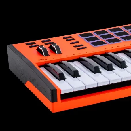 Diseño en naranja del Arturia KeyLab mk3 Ultra con faders y pads
