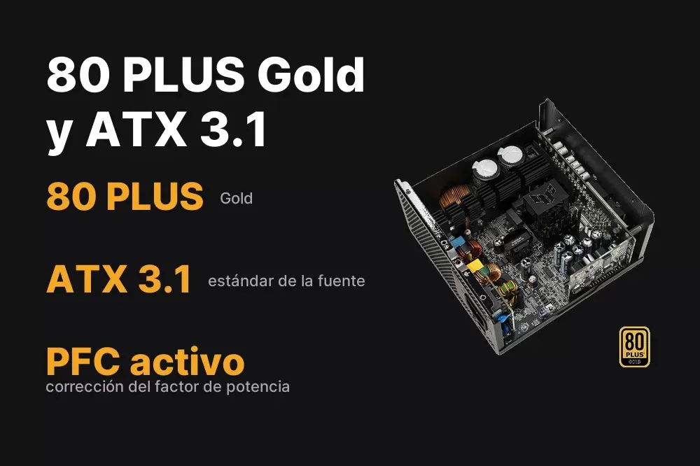 Certificación 80 PLUS Gold y estándar ATX 3.1 de la TUF Gaming 1000W