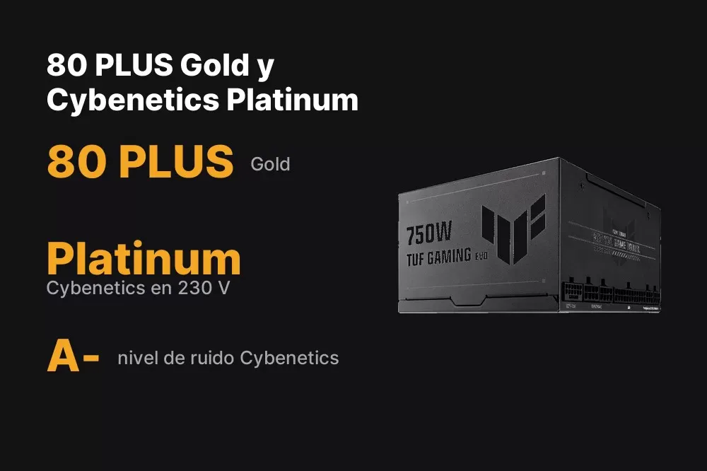 Certificaciones 80 PLUS Gold y Cybenetics Platinum de las TUF Gaming Gold EVO