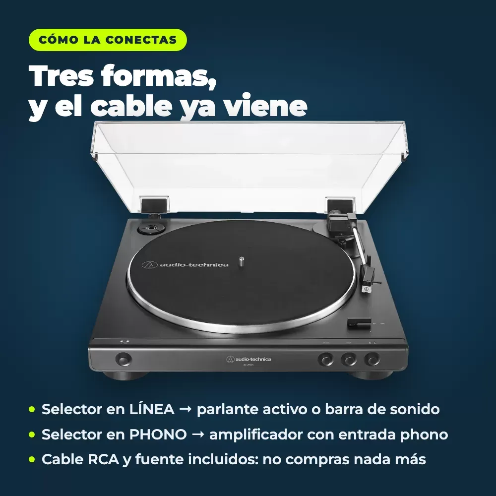 Cómo conectar el Audio-Technica AT-LP60X: salida phono o línea