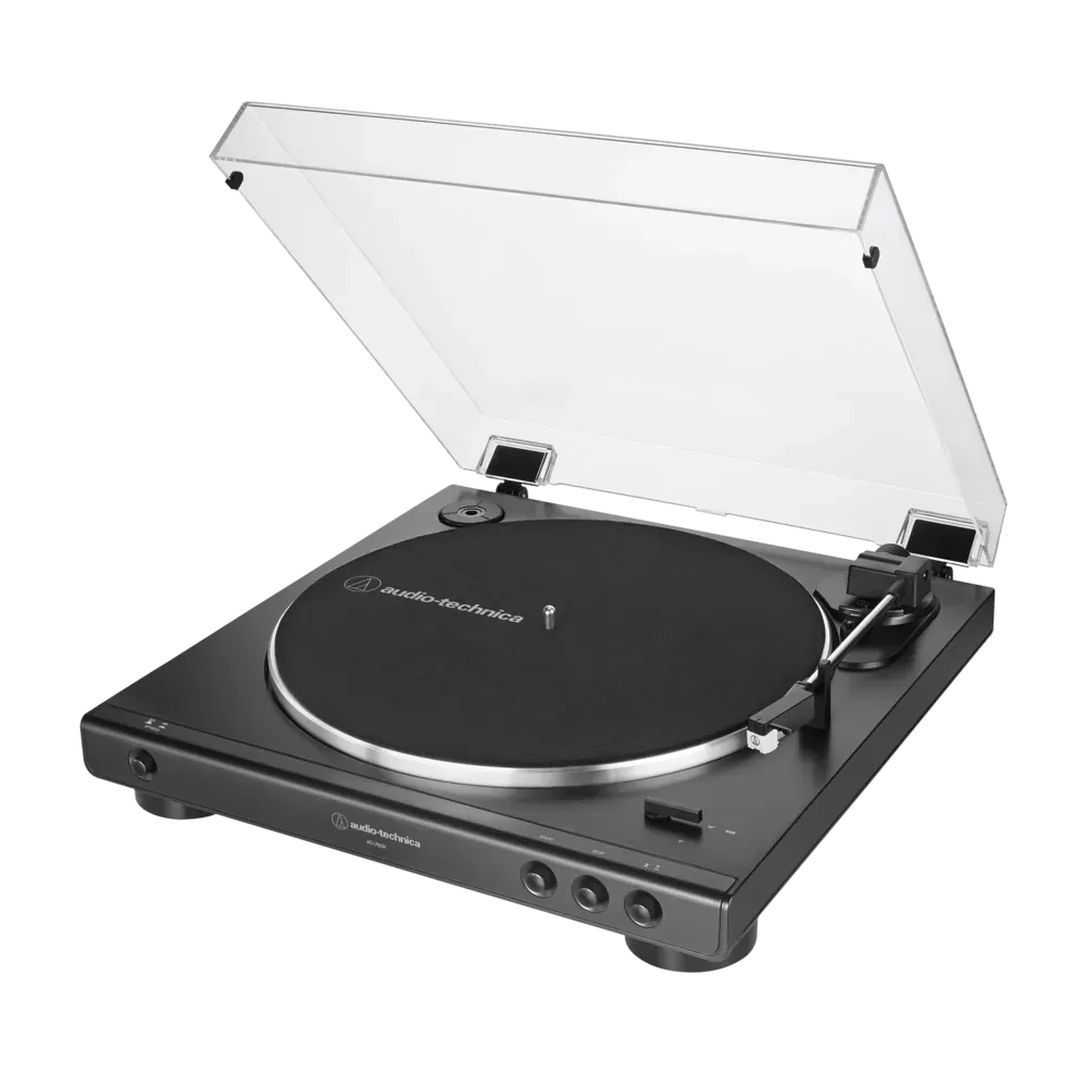 Audio-Technica AT-LP60X en tres cuartos con la tapa abierta