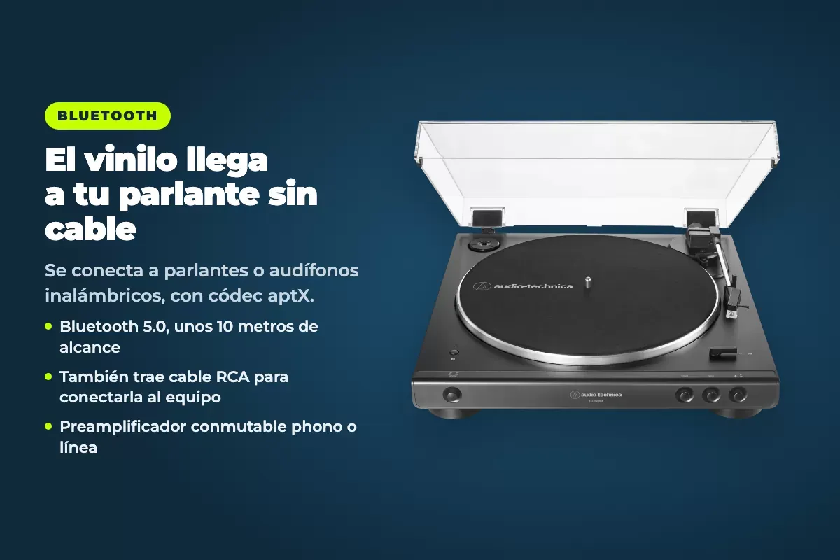 Audio-Technica AT-LP60XBT, tornamesa automática con Bluetooth