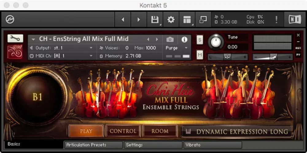 Interfaz de Chris Hein Ensemble Strings
