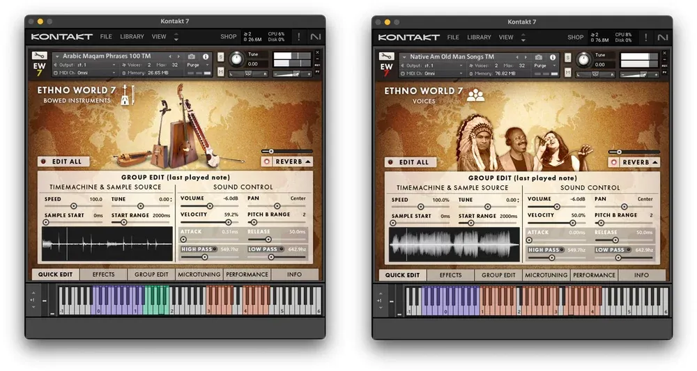 Voces e instrumentos de Ethno World 7 Complete
