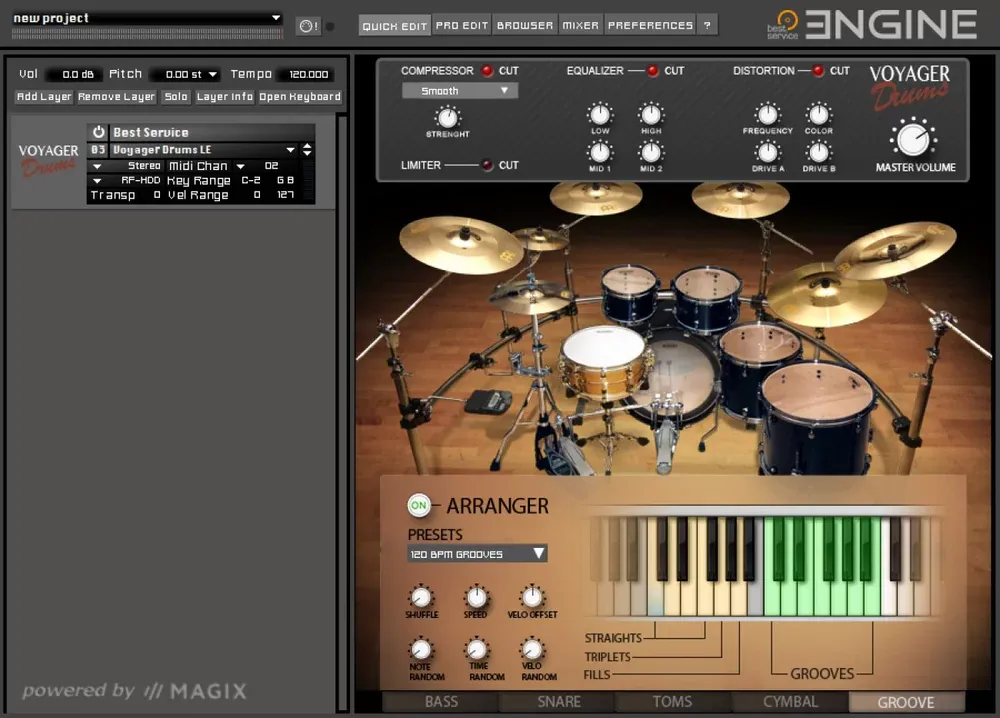 Interfaz de Voyager Drums LE