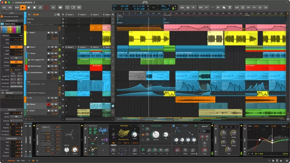 Clip Launcher de Bitwig Studio