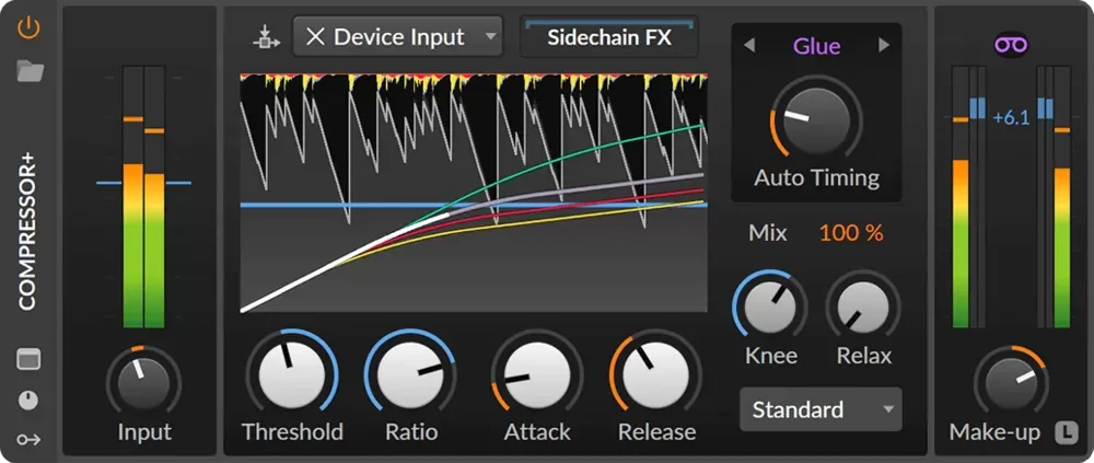 Compressor+ y efectos de audio de Bitwig Studio