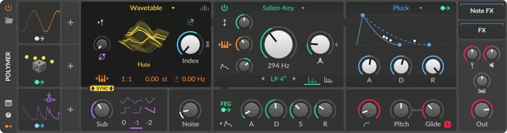 Polymer, polisintetizador de Bitwig Studio
