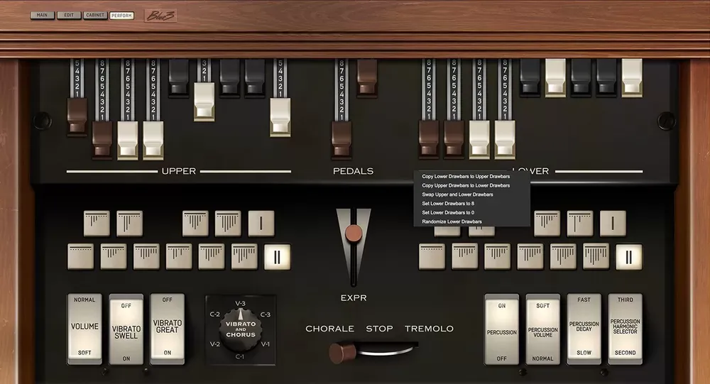 Página Cabinet de Cherry Audio Blue3 con simulación de cabina rotativa, tipos 147, Diffuser y Memphis y colocación de micrófonos