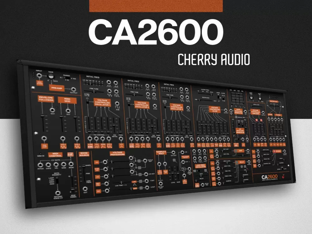 Panel del sintetizador virtual Cherry Audio CA2600 inspirado en el ARP 2600, incluido en la Synth Pioneer Collection