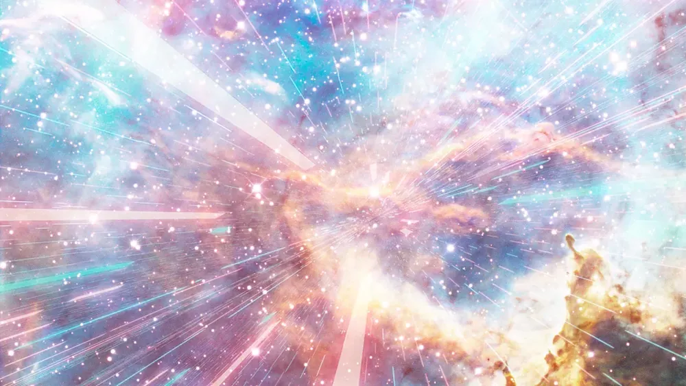 Ambiencia espacial que evoca la reverb del Cherry Audio Galactic Reverb