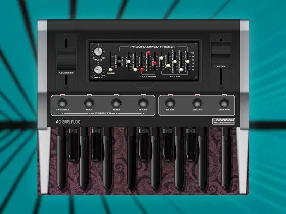Sintetizador de bajo virtual Cherry Audio Lowdown en vista angular