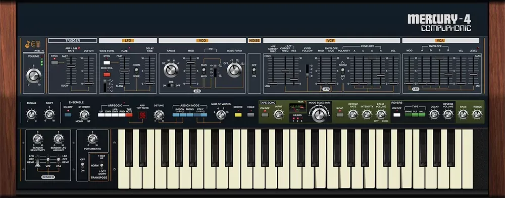 Panel completo del sintetizador virtual Cherry Audio Mercury-4
