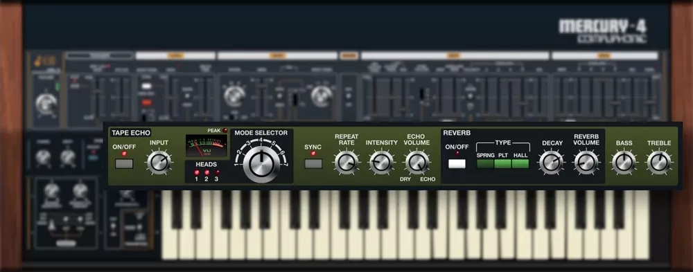 Secciones de tape echo y reverb del Cherry Audio Mercury-4