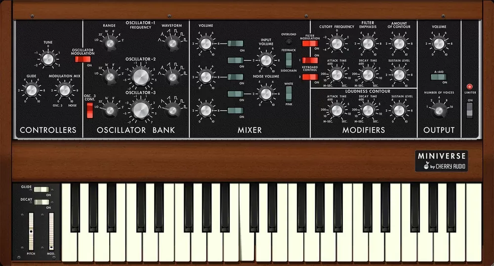 Panel completo del sintetizador virtual Cherry Audio Miniverse