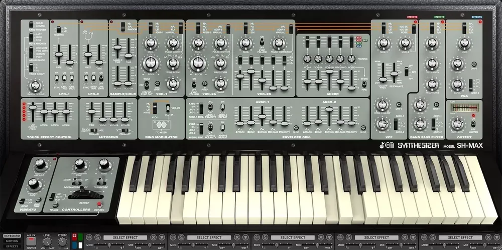 Tema retro con teclado y controladores del Cherry Audio SH-MAX