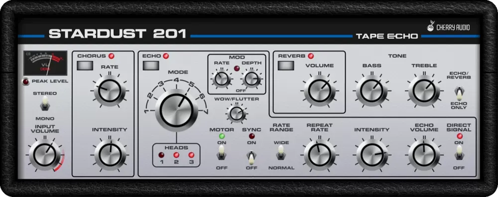 Cherry Audio Stardust 201 Tape Echo con tema de color plateado