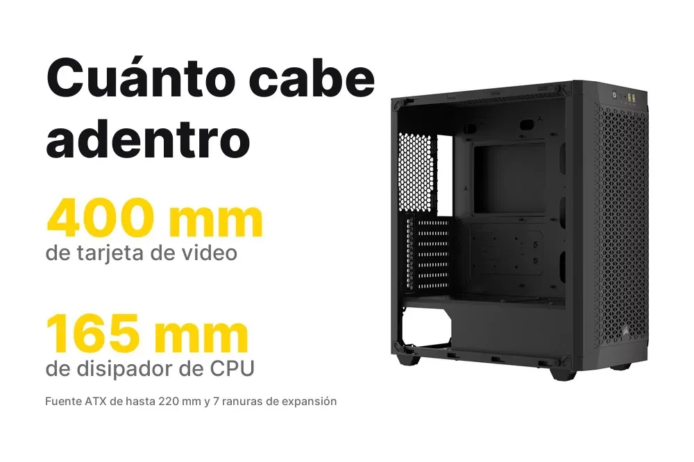 Espacio interior del Corsair 480T Airflow