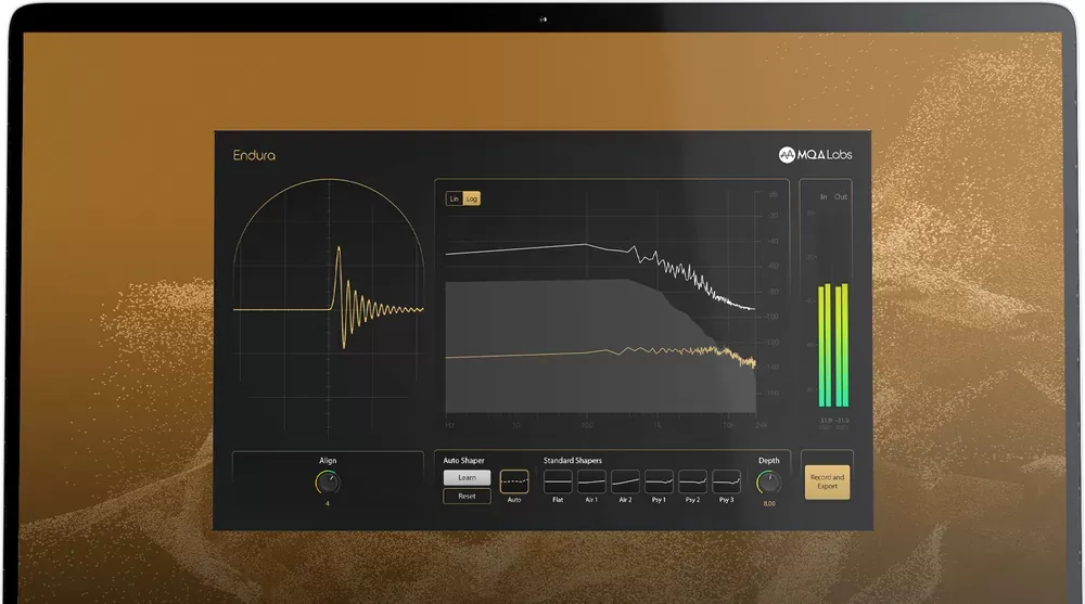 Interfaz de Endura de MQA Labs: Align, análisis espectral, Auto Shaper y Record and Export