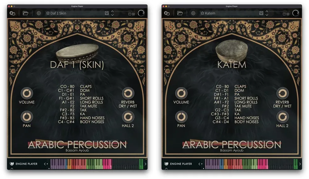 Interfaz del Dufouf en el Engine Player de la Arabic Percussion Collection