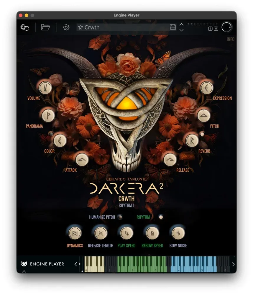 Instrumento crwth en la interfaz de Dark ERA 2