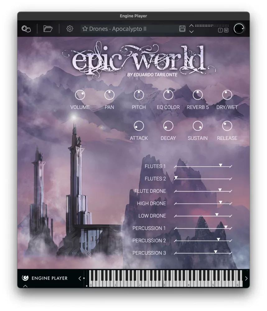 Interfaz de Epic World en el Engine Player