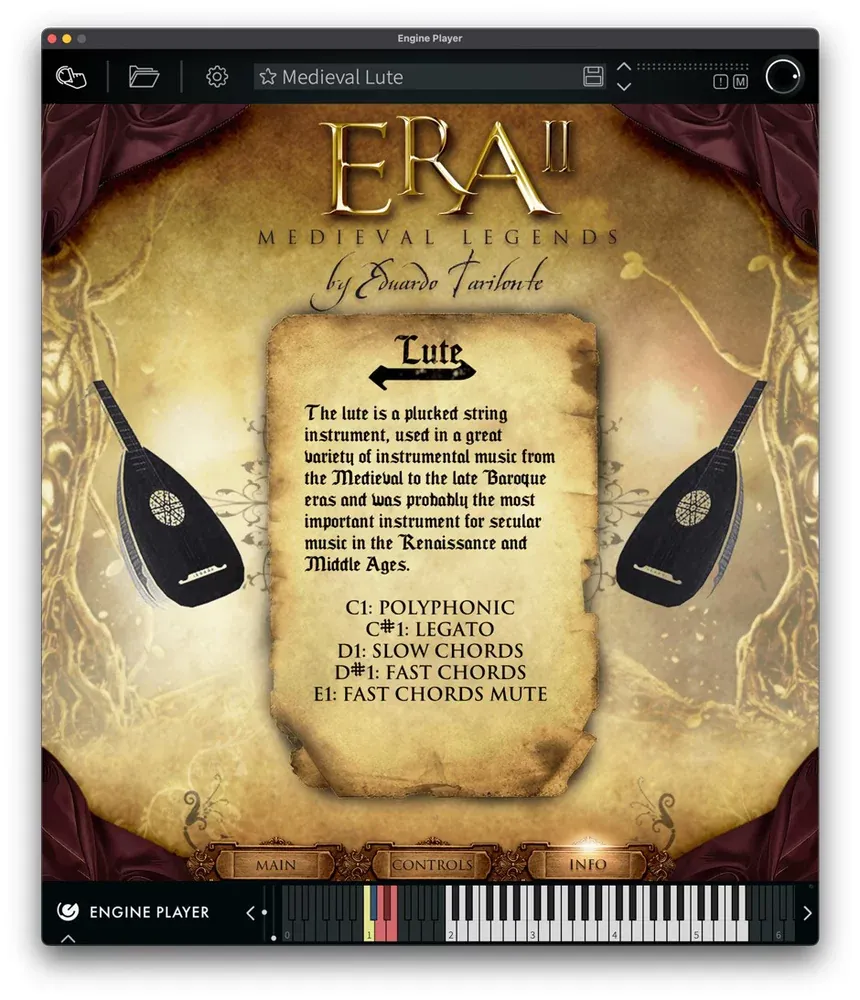 Segunda interfaz de ERA II Medieval Legends en el Engine Player