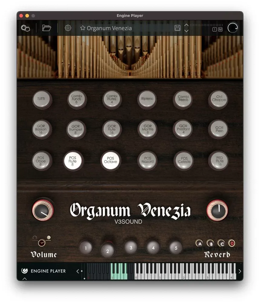 Registros y controles de Organum Venezia