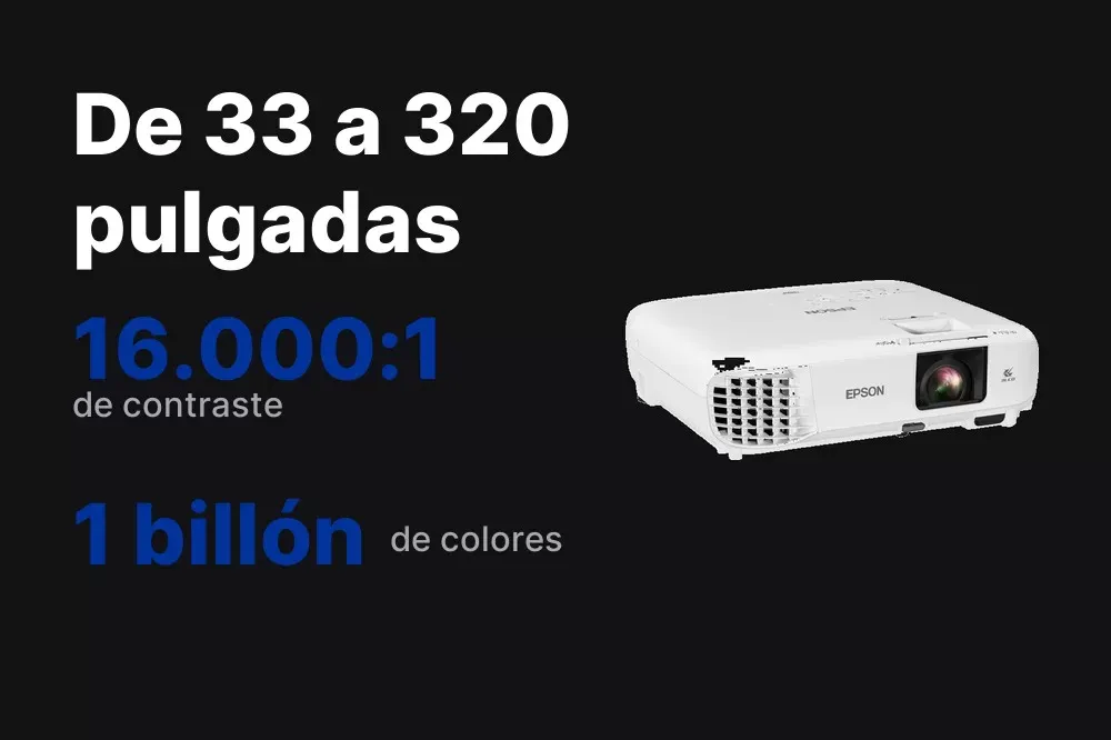 De 33 a 320 pulgadas con el PowerLite 119W