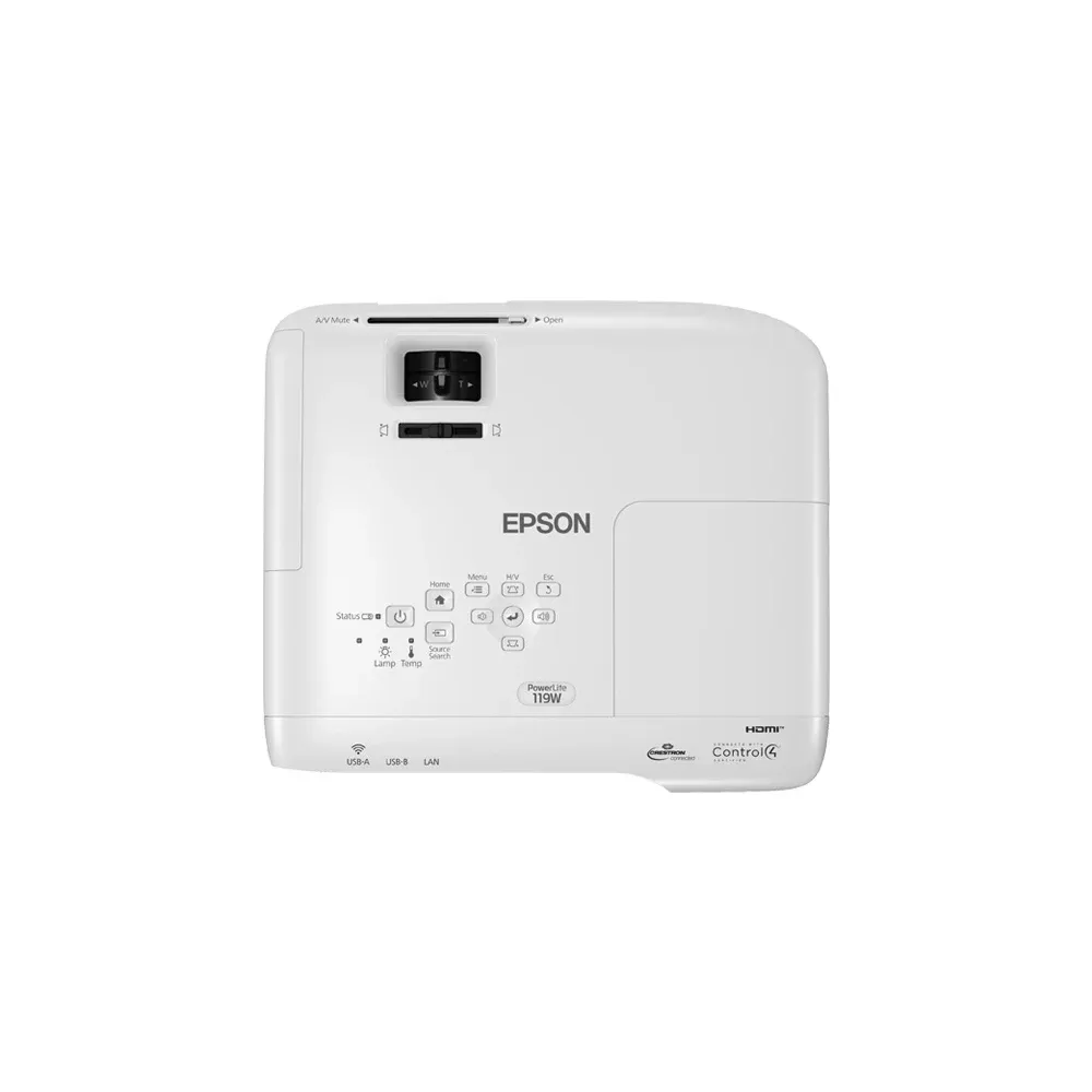 Vista superior del Epson PowerLite 119W con su panel de control