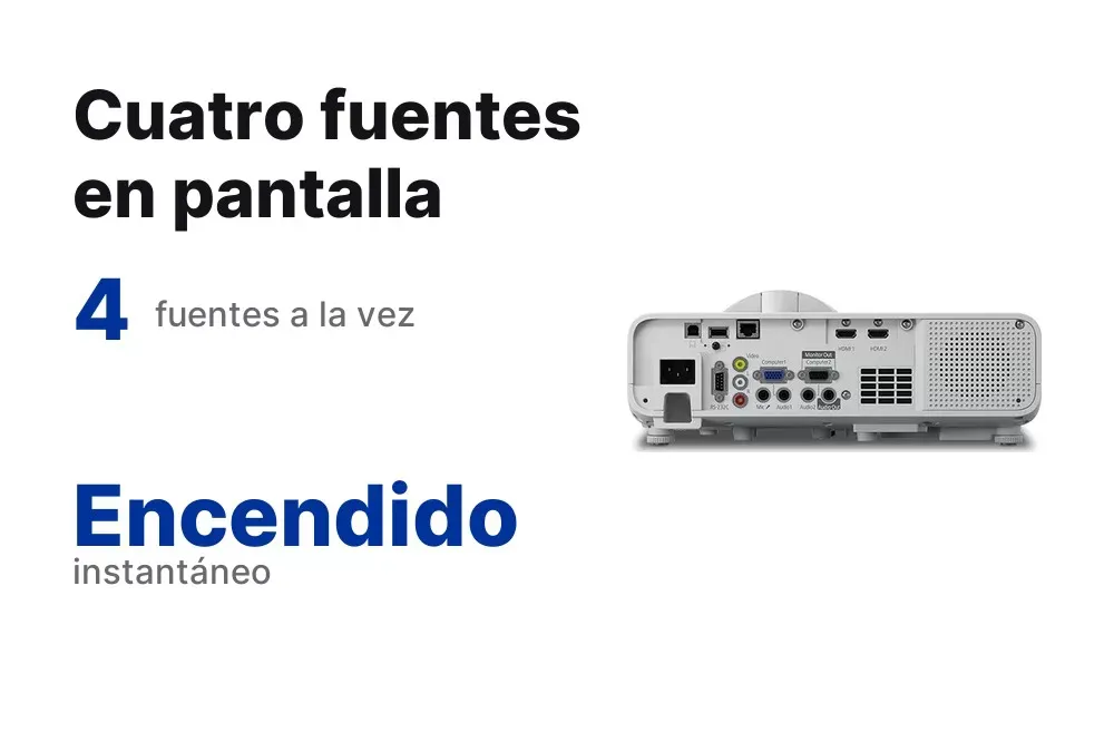 Cuatro fuentes en pantalla del PowerLite L210SF