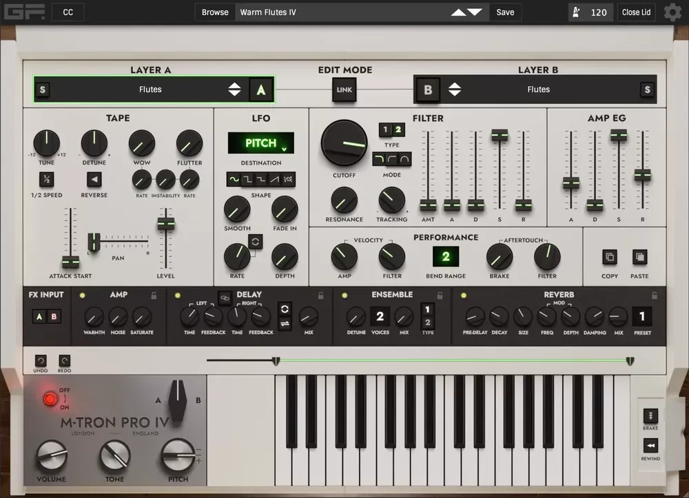Interfaz del instrumento M-Tron Pro IV incluido en el bundle Complete