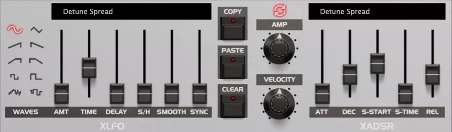 Secciones X-LFO y X-ADSR de los X-Modifiers del GForce Oberheim OB-X