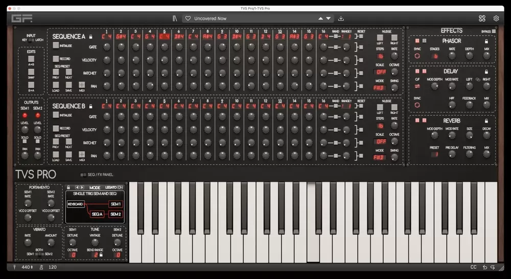 Secuenciador dual de 16 pasos del GForce Oberheim TVS Pro