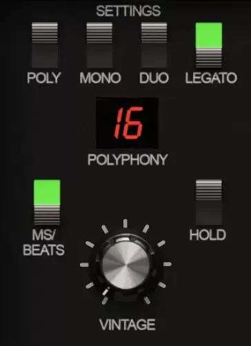 Control Vintage y modos de polifonía del GForce Oddity3