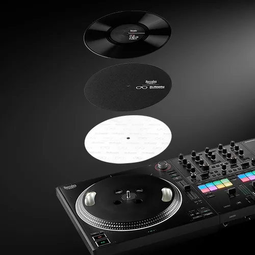 Plato de 10 pulgadas del Hercules DJControl T10 con slipmat y lámina Dr. Suzuki