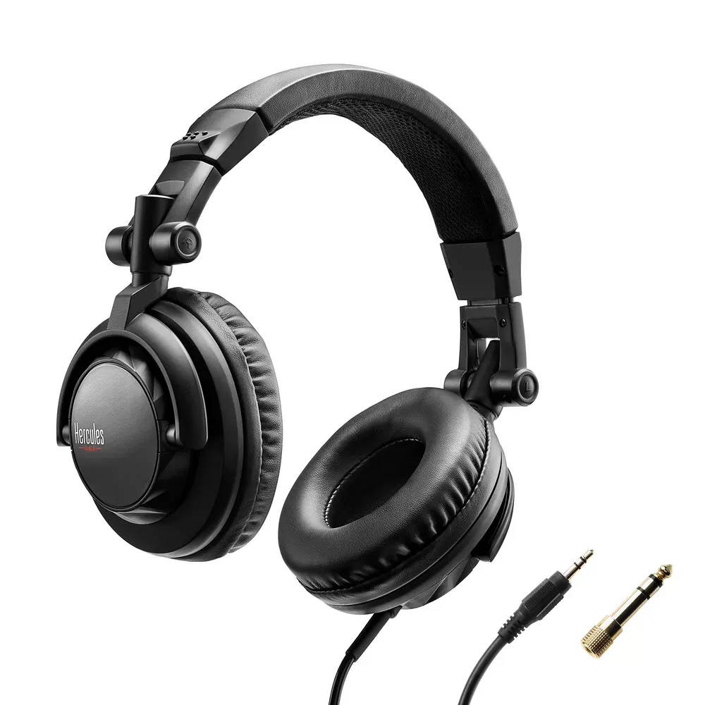 Hercules HDP DJ45 audífonos DJ con cable y adaptador