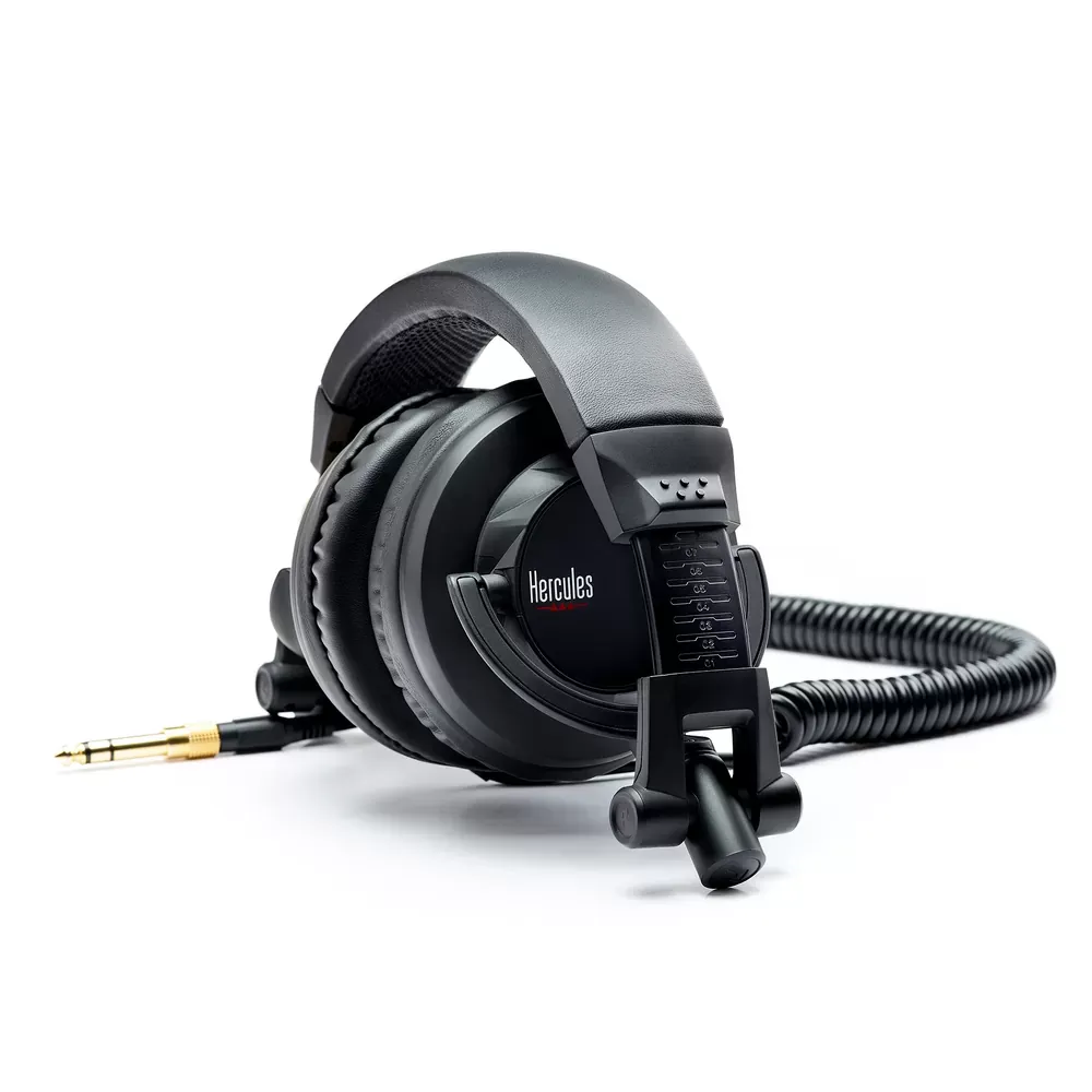 Perfil del Hercules HDP DJ45 mostrando los brazos plegables