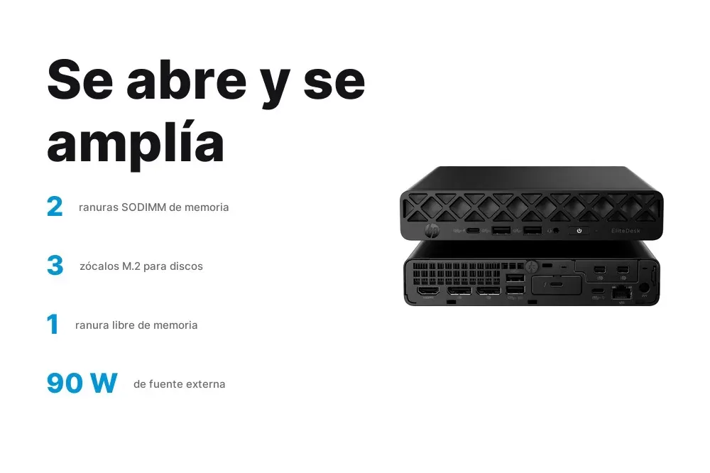 Memoria y discos ampliables del HP EliteDesk 8 Mini G1a